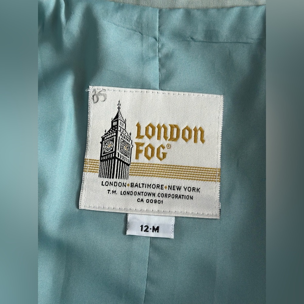 London Fog Belted Trench Coat Mint Sage Rain Coat Classic Vintage - Picture 16 of 17